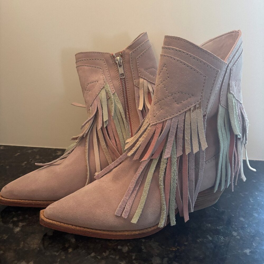 FREE PEOPLE fringed suede cowboy boots - Size 38.5